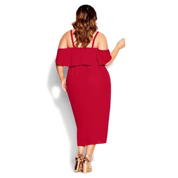 City Chic Va Va Voom Dress in Salsa Red - Picture 15 of 16